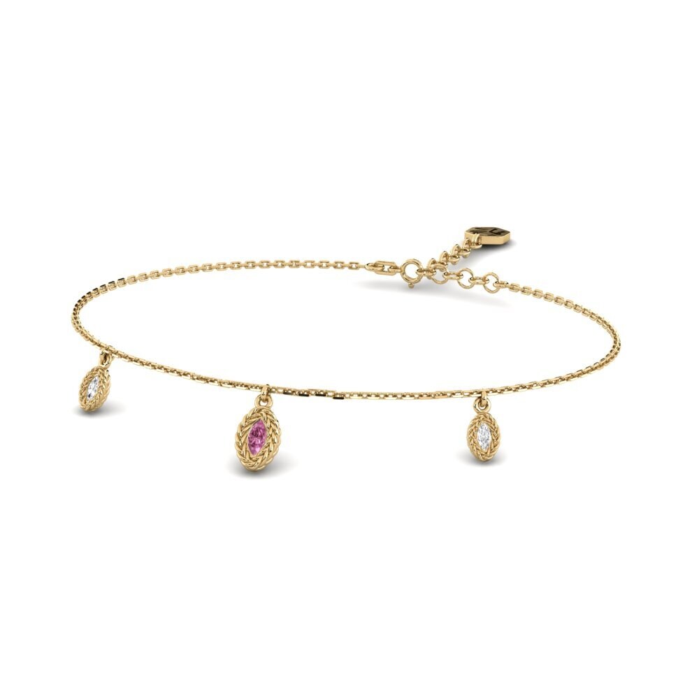 Or Jaune 14k Grenat de Rhodolite Bracelet pour femme Flosiva
