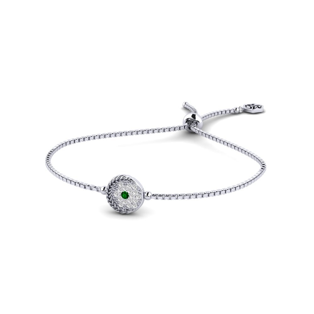 Palladium 950 Zircone Vert Bracelet pour femme Flounder
