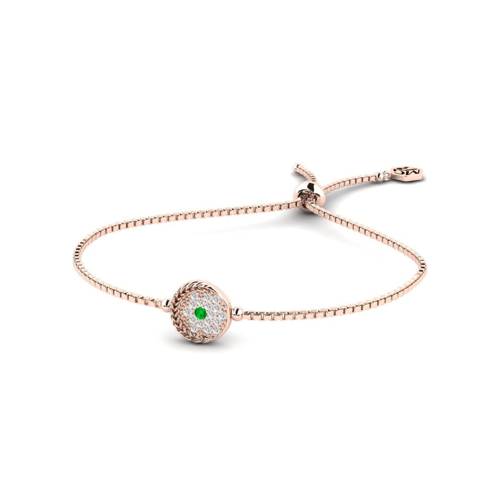 Or rose 14k Émeraude Bracelet pour femme Flounder