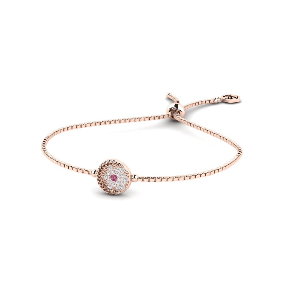 Or rose 14k Grenat de Rhodolite Bracelet pour femme Flounder