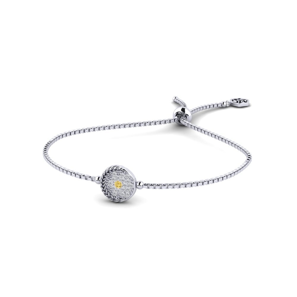 Weiß-Silber Gelber Diamant Damen armband Flounder
