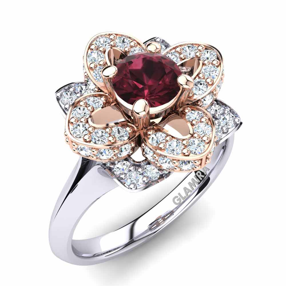 Garnet Engagement Ring Floret