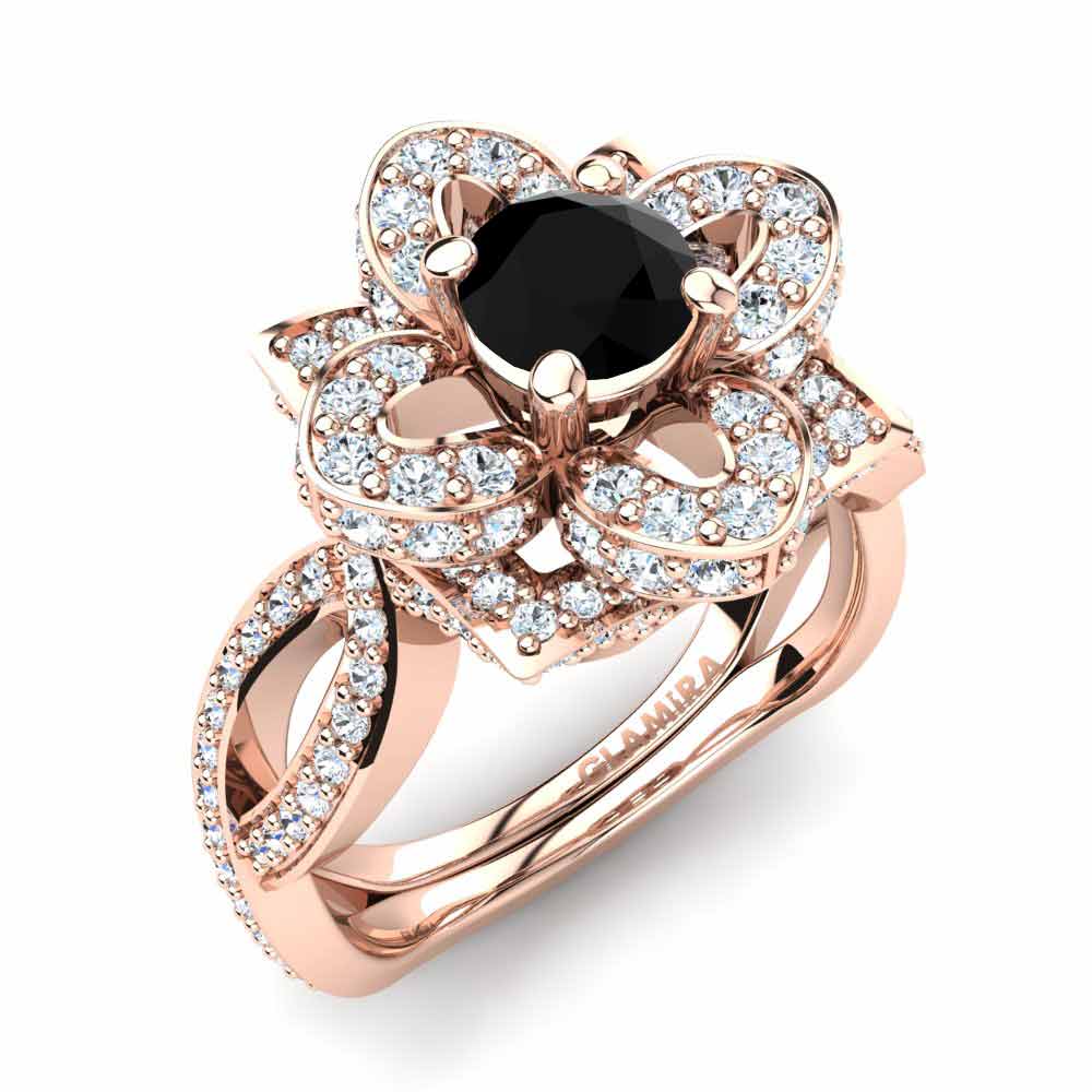 Black Onyx Engagement Ring Blossom