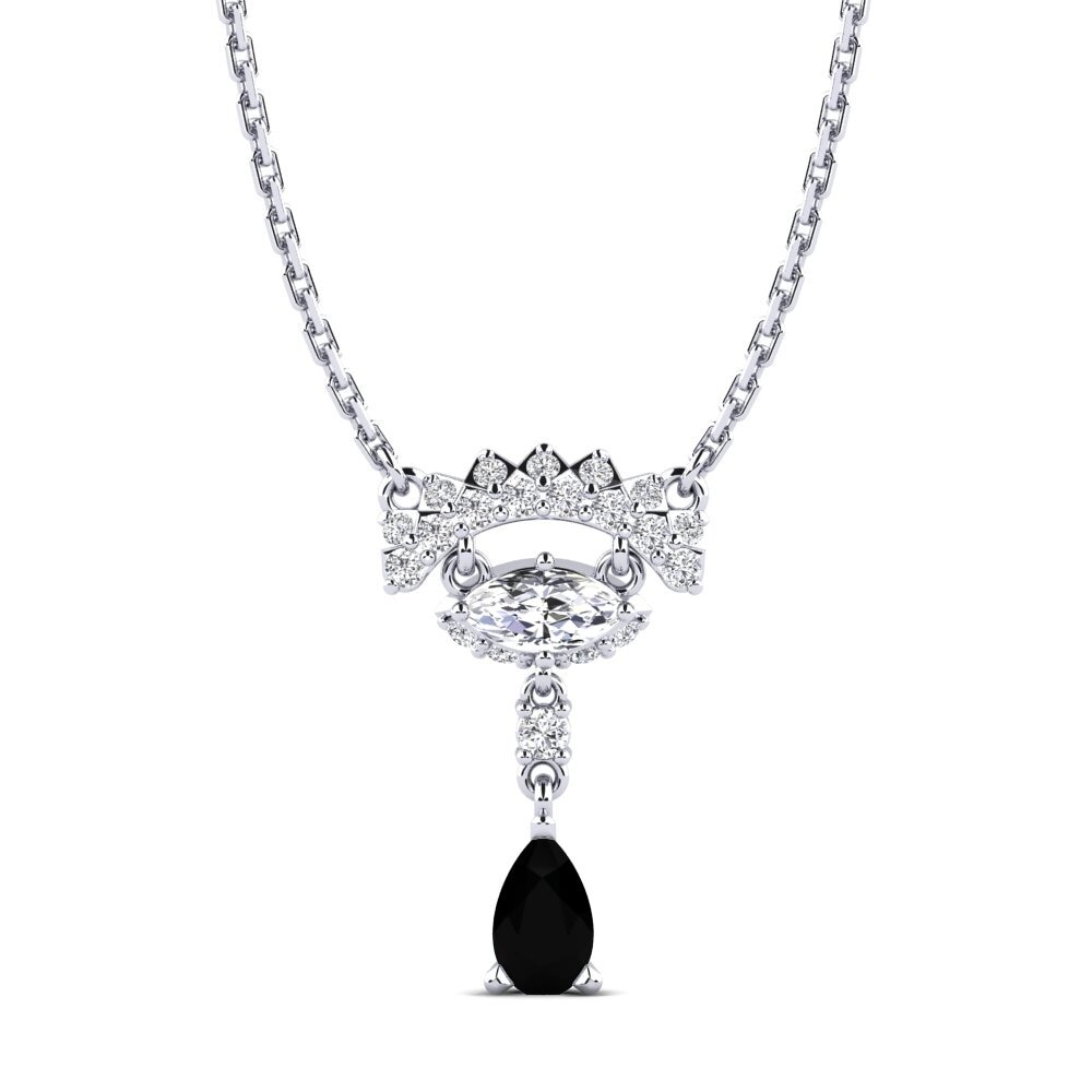 Pear Black Sapphire Women's Necklace Fluo