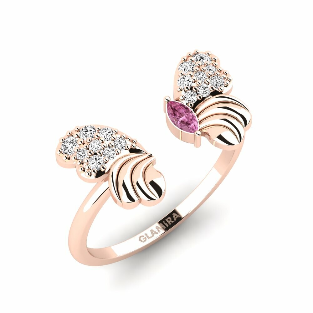 14k Rose Gold Rhodolite Garnet Ring Fluture