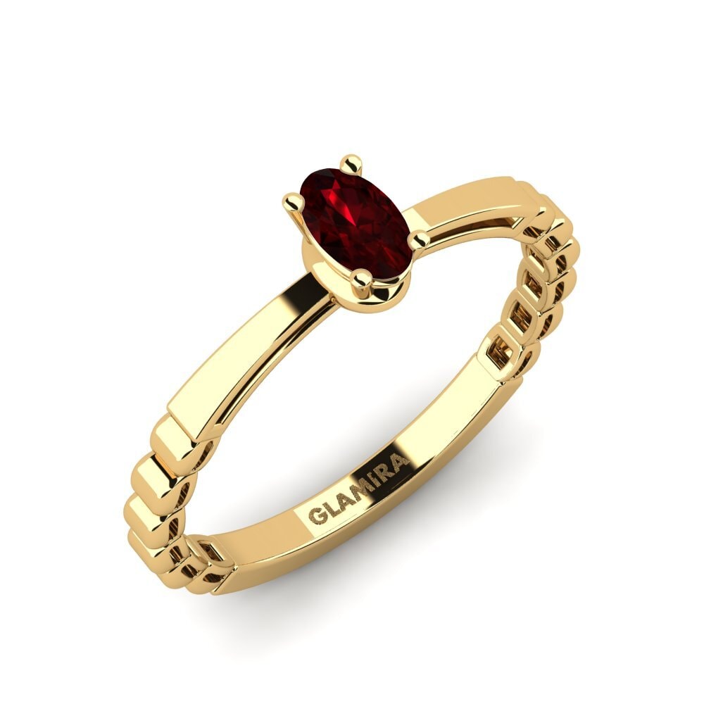 14ct Yellow Gold Garnet Engagement Ring Fojderek