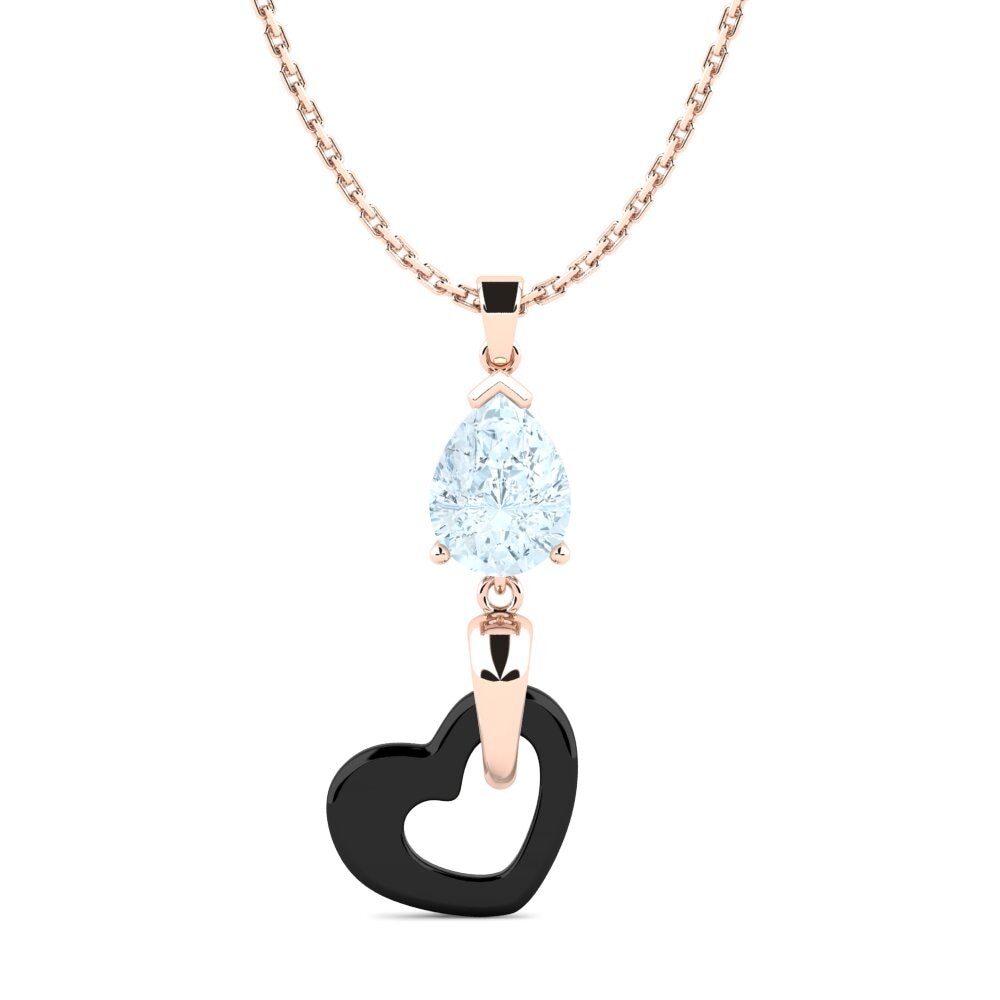 14k Rose Gold Aquamarine Women's Pendant Folkerts