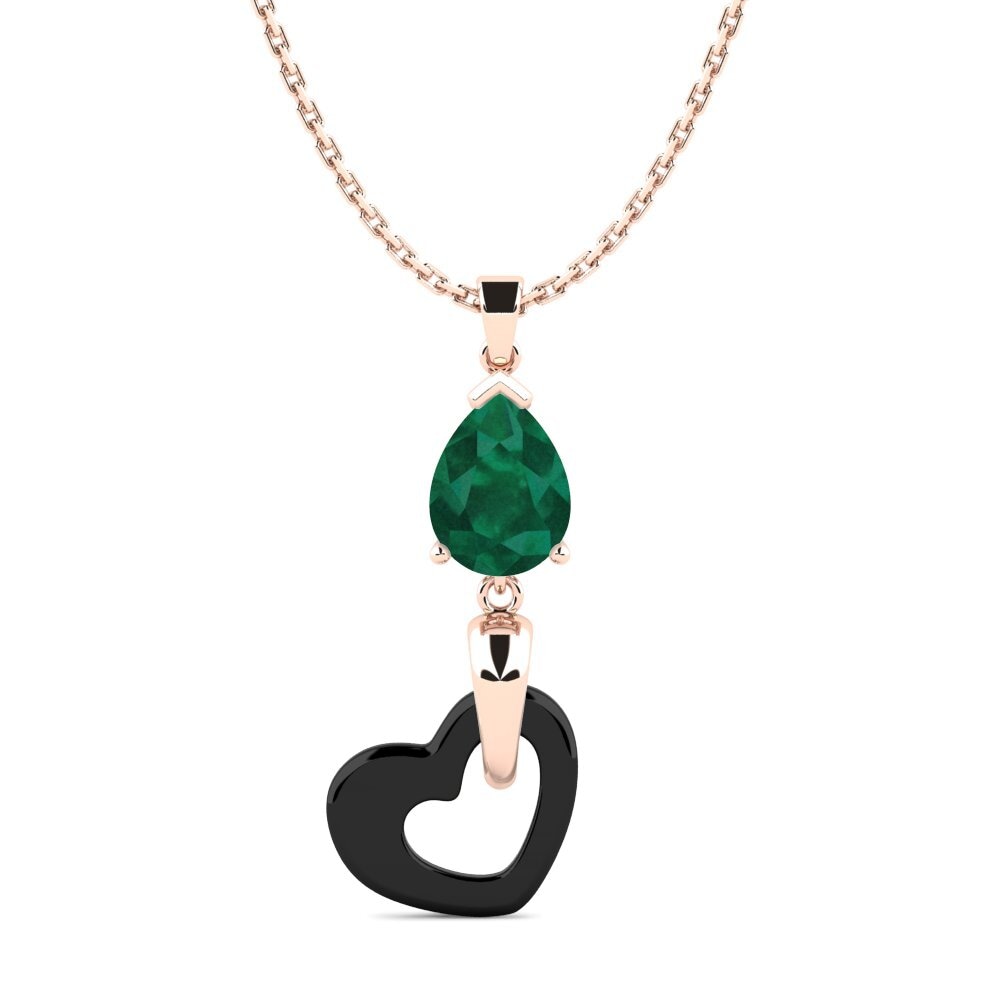 9ct Rose Gold Emerald Women's Pendant Folkerts