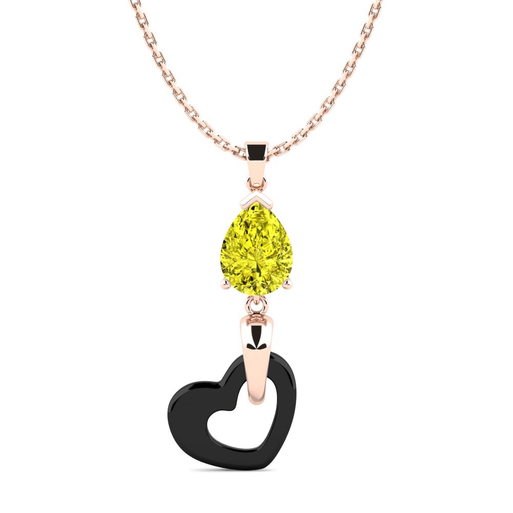 9ct Rose Gold Yellow Diamond Women's Pendant Folkerts