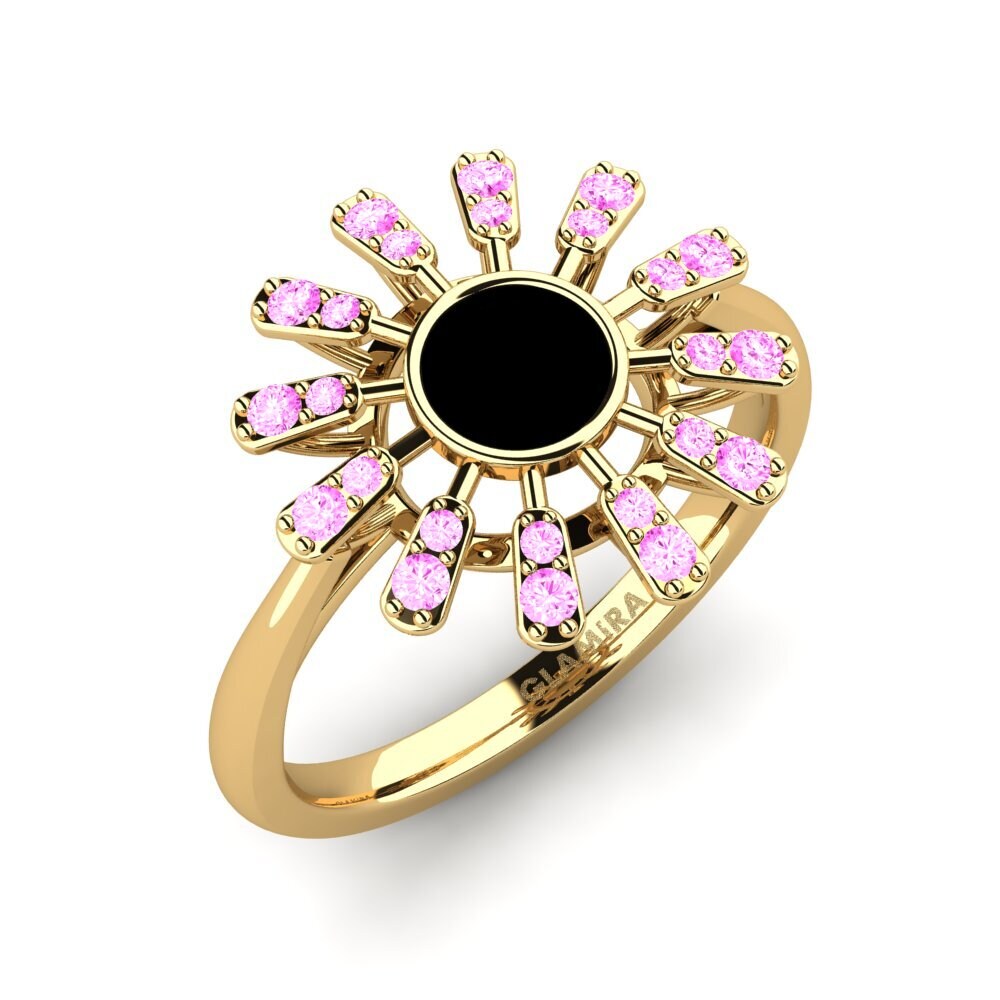 Or Jaune 14k Saphir Rose Bague Foma