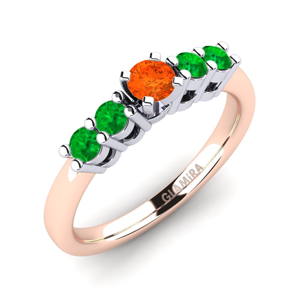 18K Rose & White Gold Fire-Opal Engagement Ring Fonda 0.16 crt
