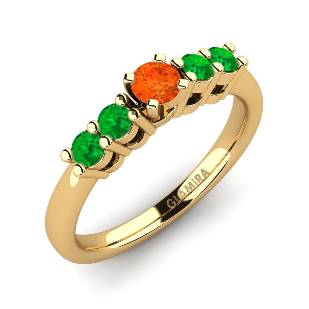 9ct Yellow Gold Fire Opal Engagement Ring Fonda 0.16 crt