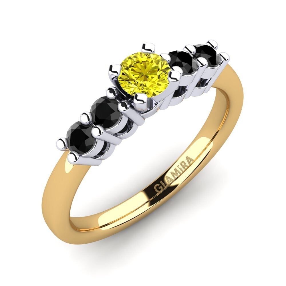 18k Oro Amarillo & Blanco Anillo de compromiso Fonda