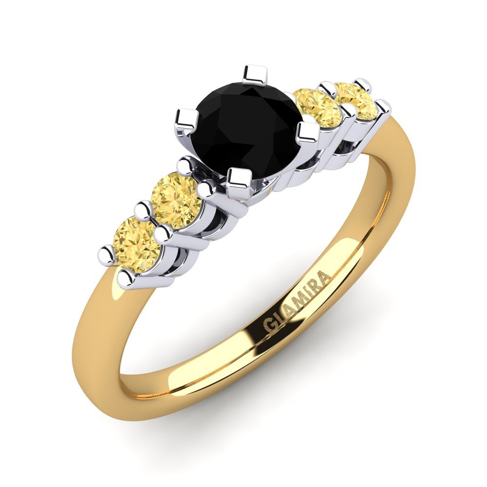 18k Oro Amarillo & Blanco Anillo de compromiso Fonda 0.5 crt