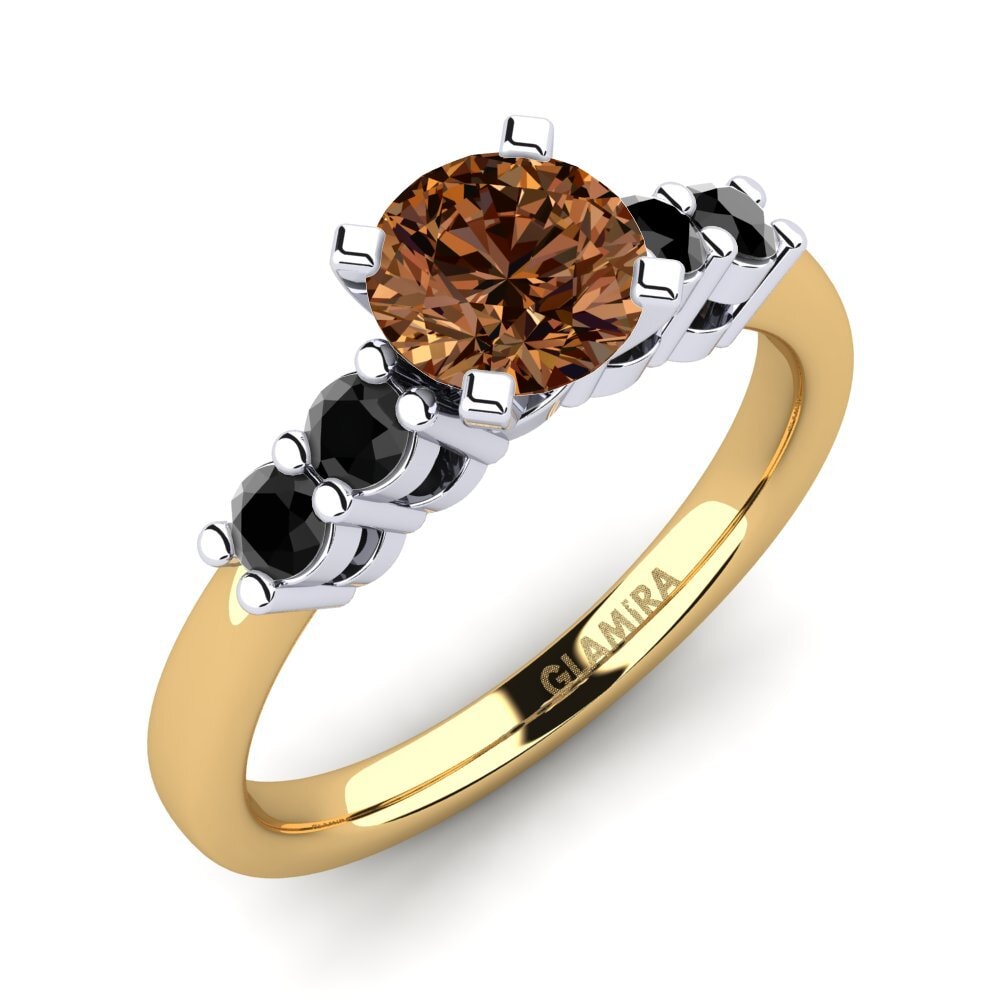 18k Oro Amarillo & Blanco Anillo de compromiso Fonda 0.8 crt