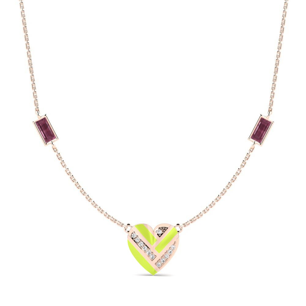 Vàng Hồng 9K Đá Rhodolite Dây chuyền nữ Fondle