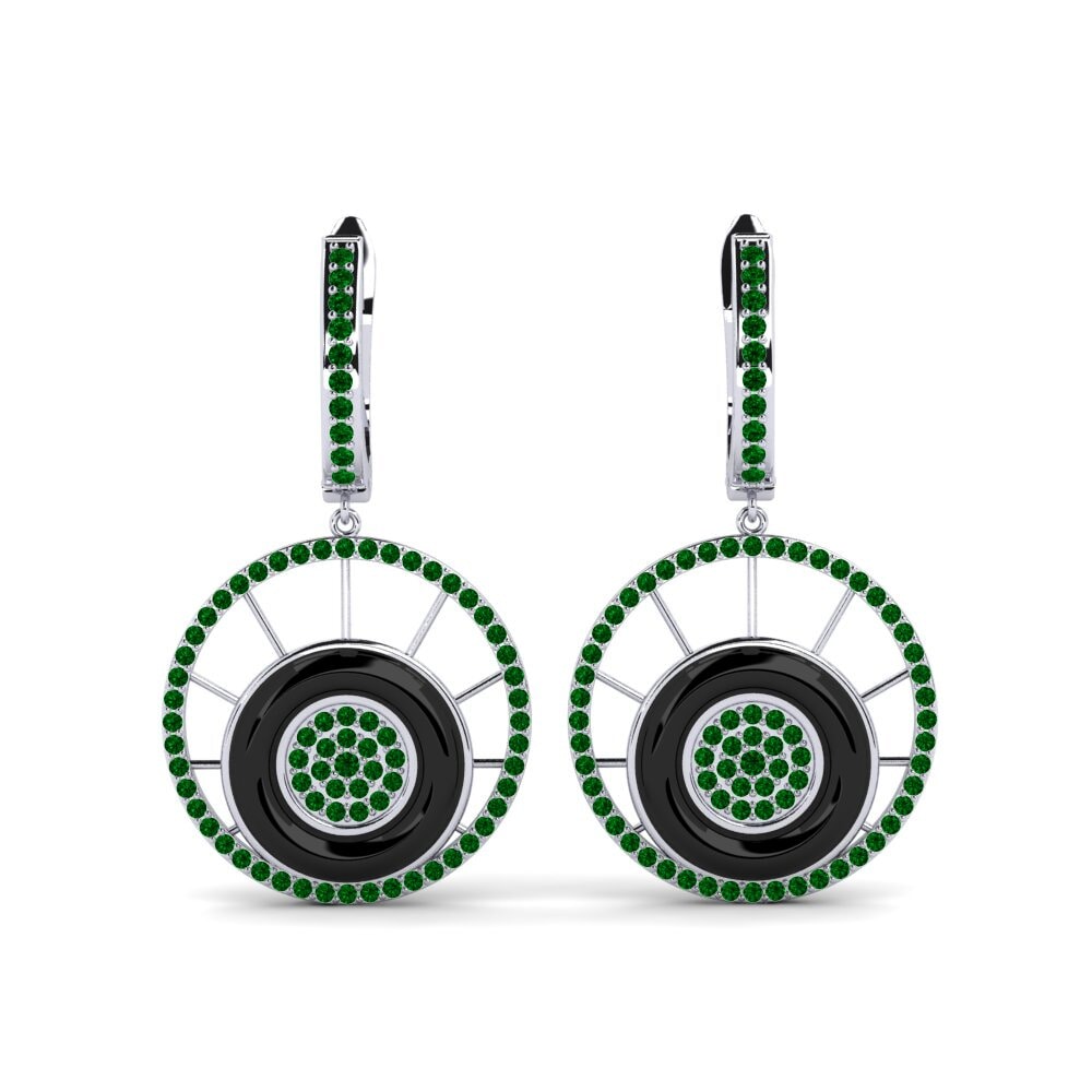 950 Platinum Green Zirconia Women's Earring Fontes