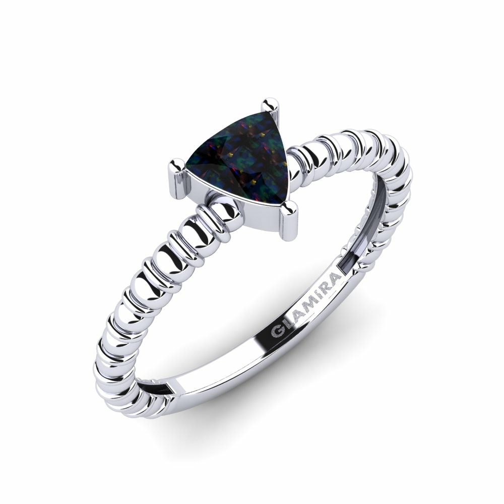 Design Solitaire Engagement Rings Foolery 585 White Gold Black Opal