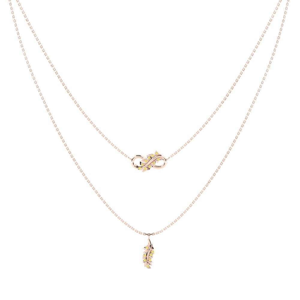14ct Rose Gold Yellow Sapphire Women's Necklace Foralltid