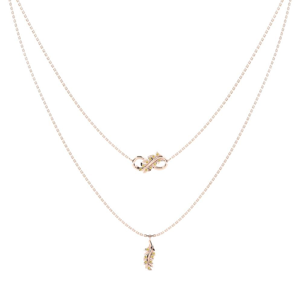 14ct Rose Gold Yellow Diamond Women's Necklace Foralltid