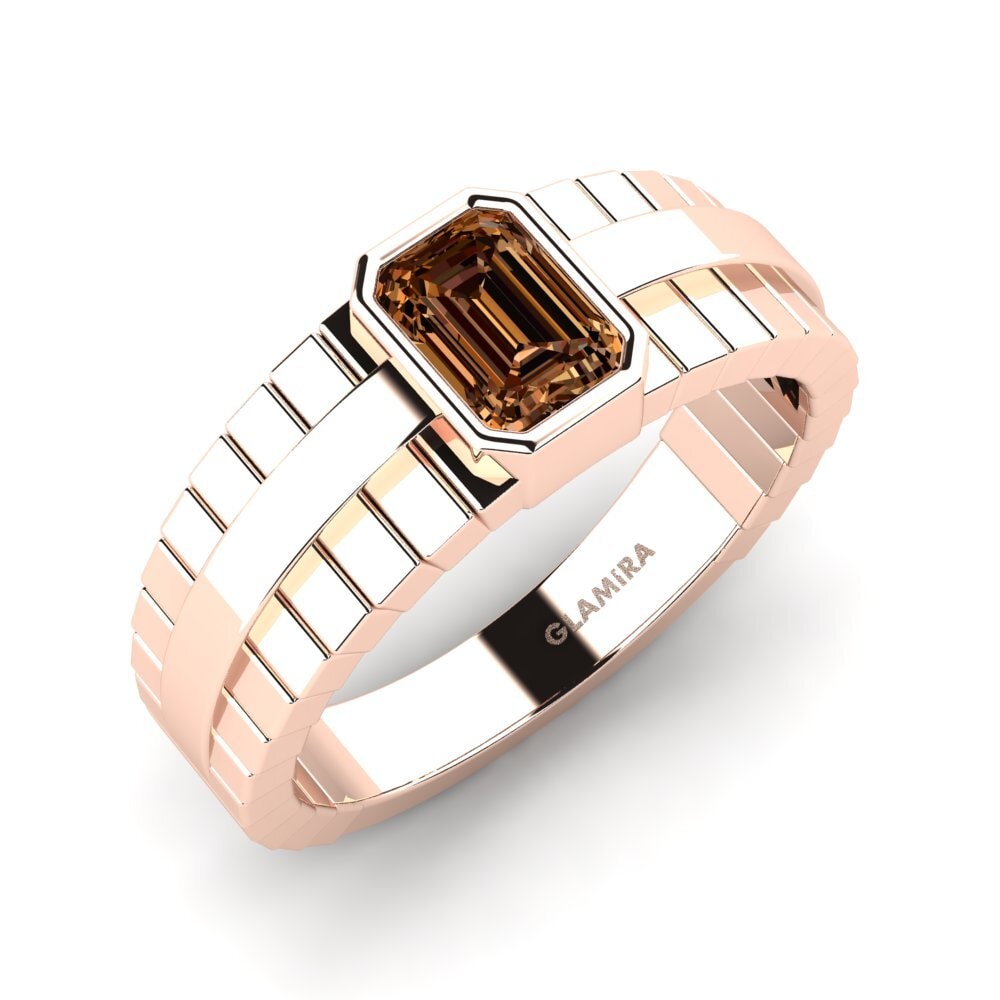 Oro Rosso 750 Diamante Marrone Anello da uomo Ford