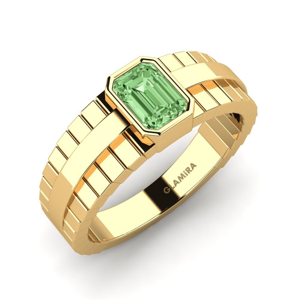 Oro Giallo 375 Diamante Verde Anello da uomo Ford