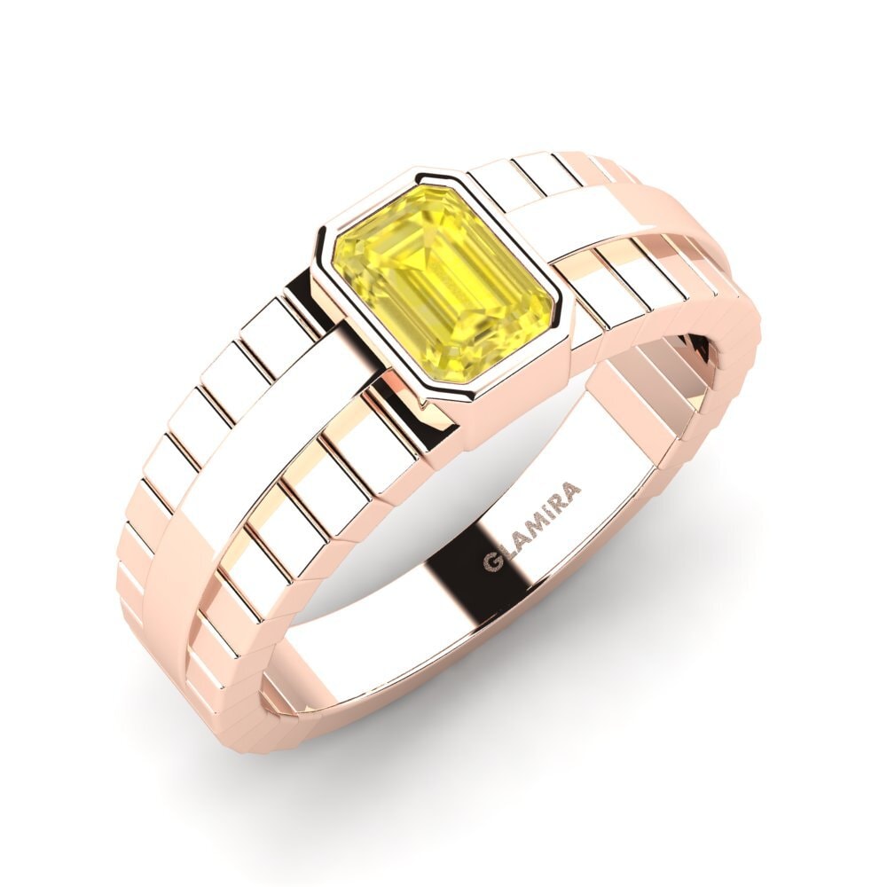14k Rose Gold Yellow Sapphire Men's Ring Ford