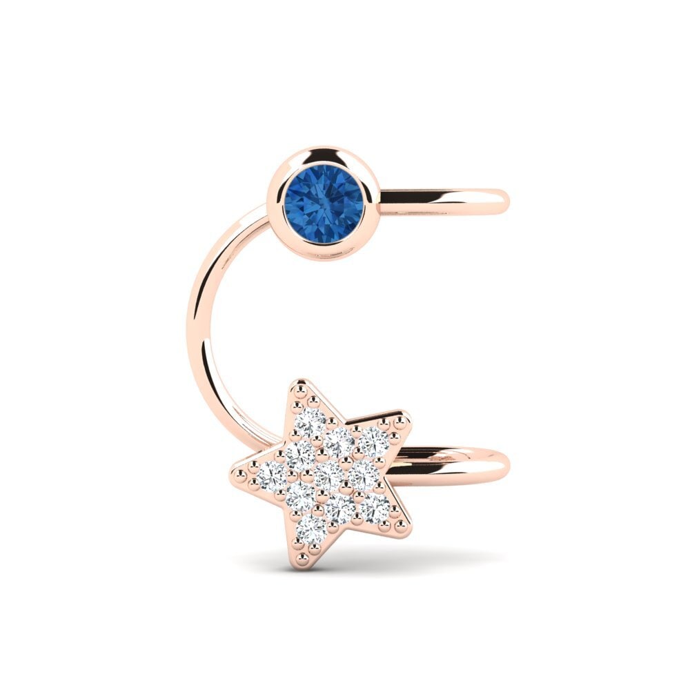 9k Oro Rosa Circonita Azul Oscuro Pendiente de mujer Forel