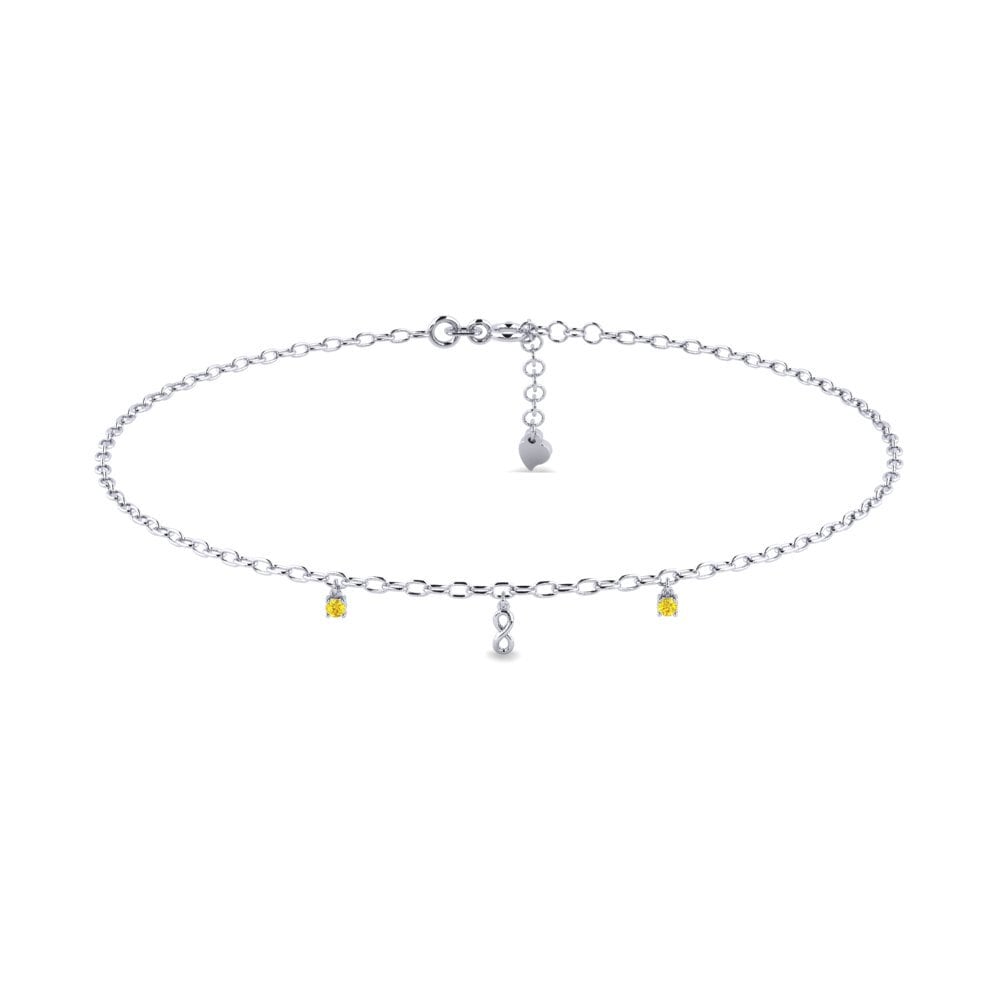 18k Oro Blanco Zafiro amarillo Tobillera de mujer Foresta