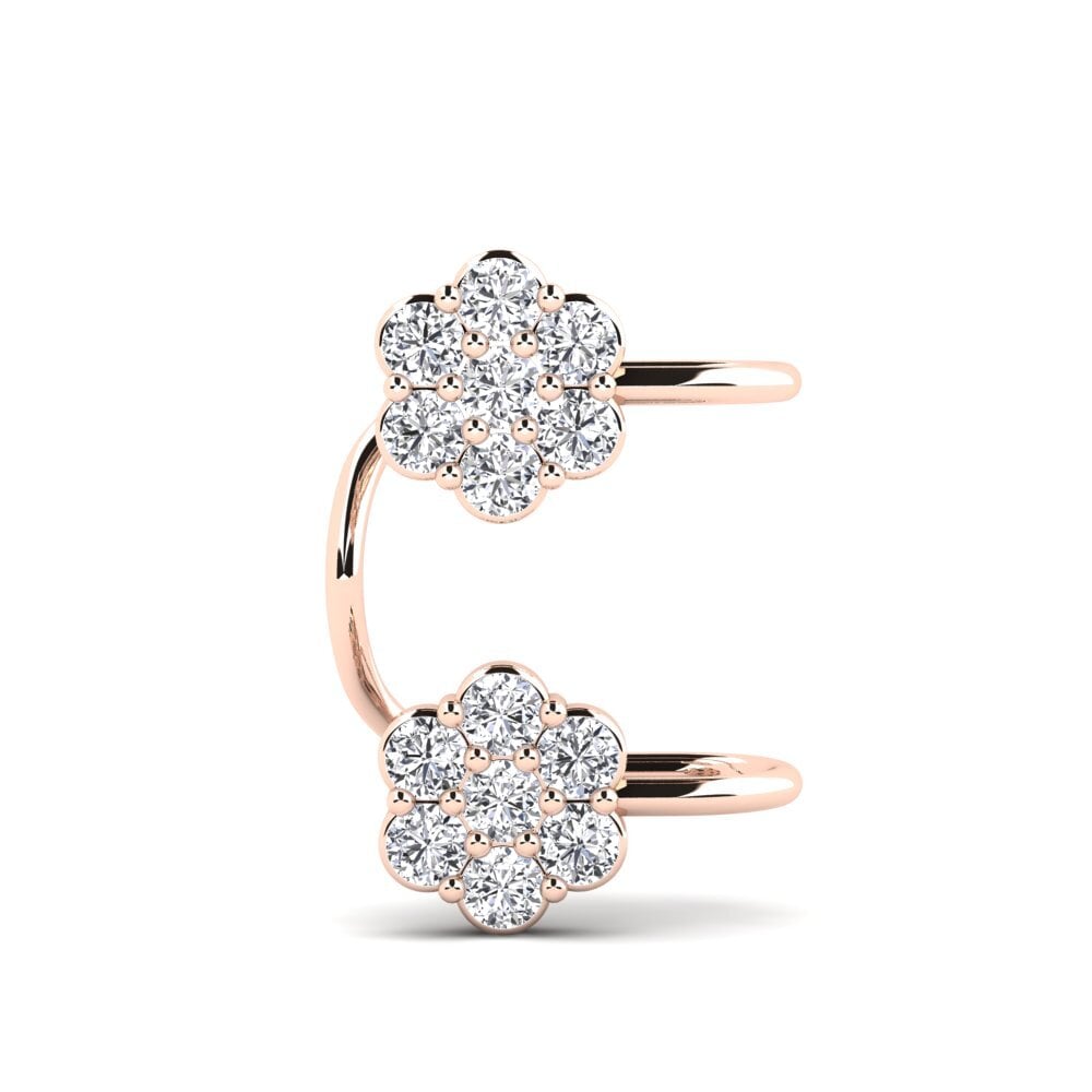 14k Oro Rosa Diamante cultivado en laboratorio Pendiente de mujer Forma