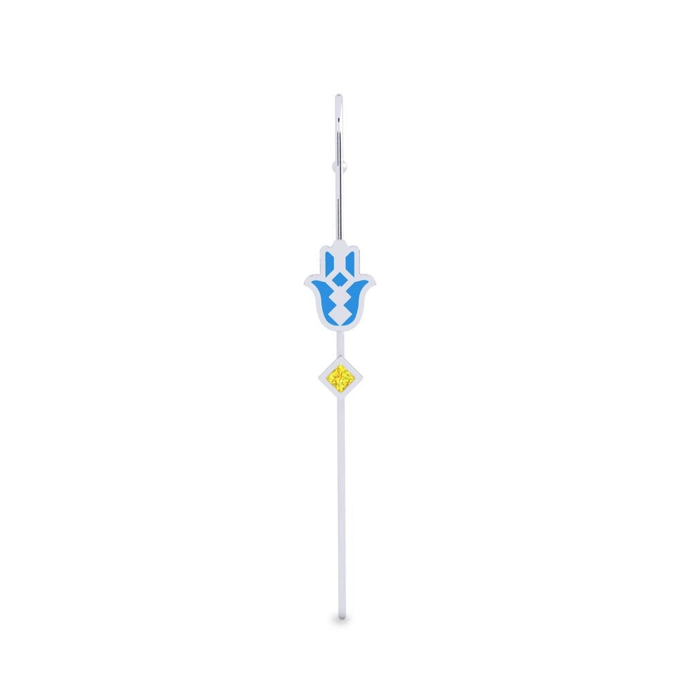 Weißsilber Gelber Saphir Ohrpiercings Formue