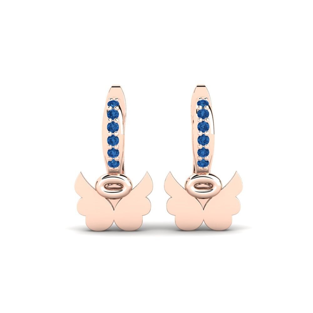 14ct Rose Gold Dark Blue Zirconia Kid's Earring Formulate