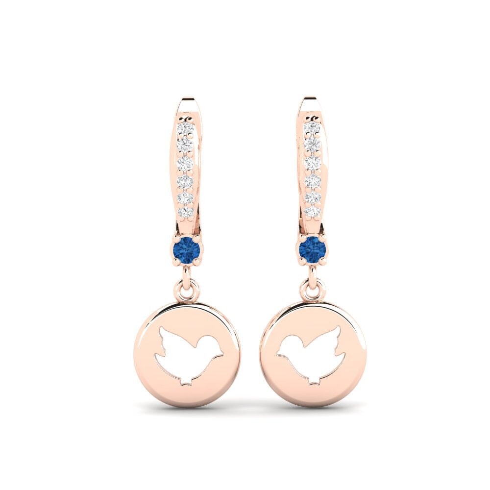 14ct Rose Gold Dark Blue Zirconia Kid's Earring Formulation