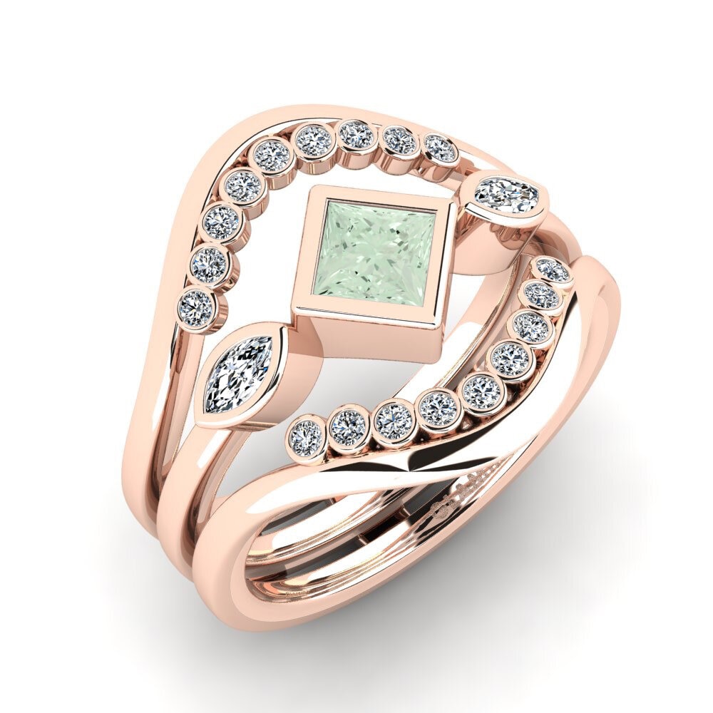 Green Amethyst Ring Forphe SET