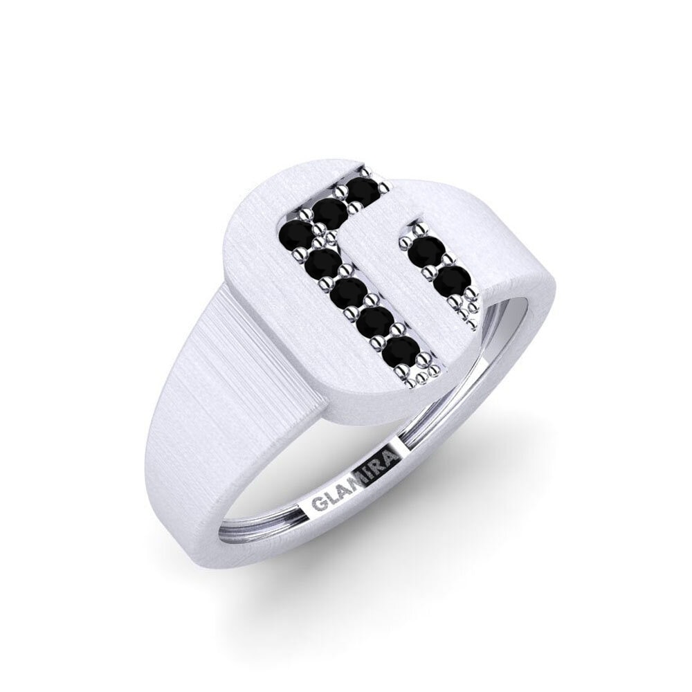 950 Palladium Black Diamond Men's Pinky Ring Forssa