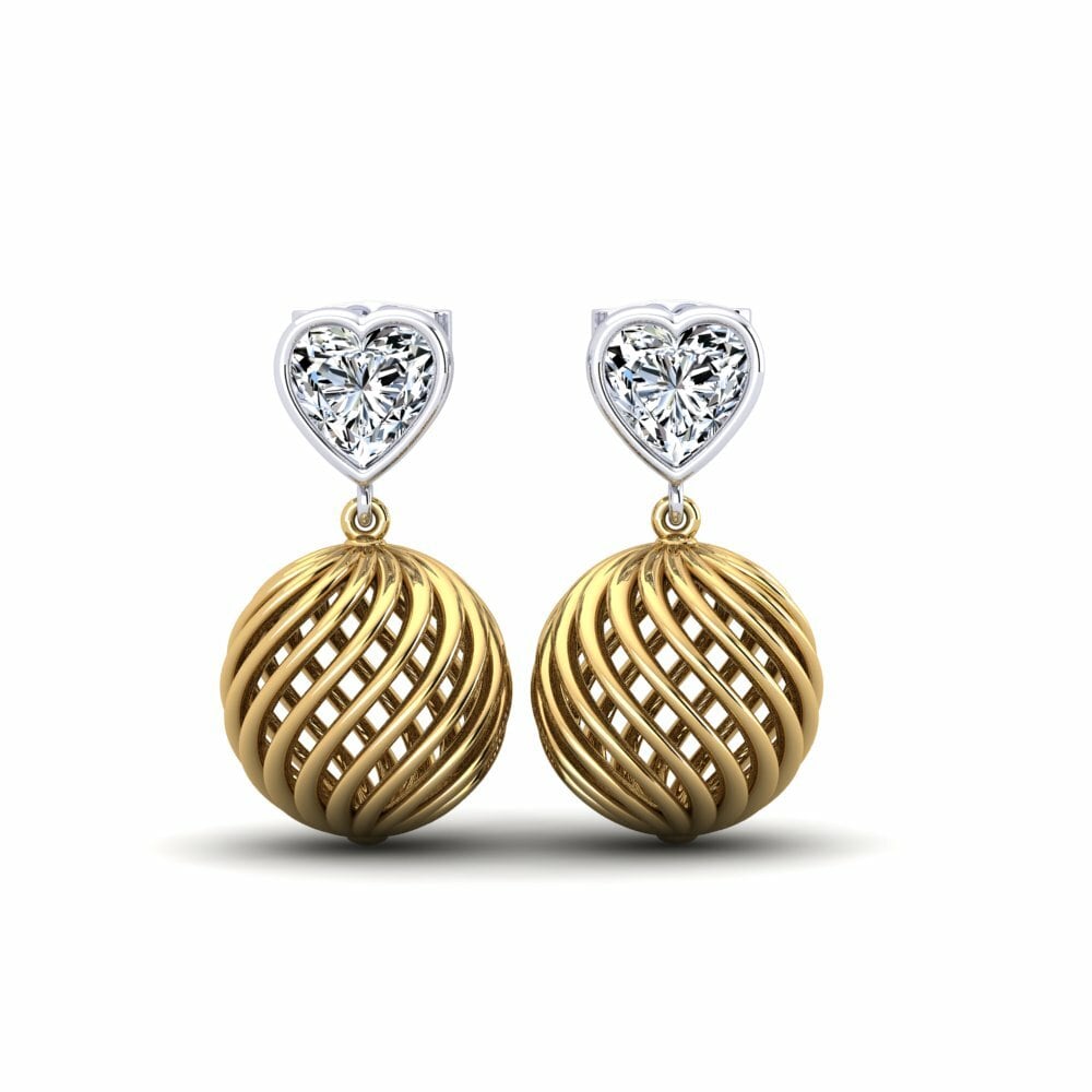 14k Oro Amarillo & Blanco Pendiente de mujer Forssman