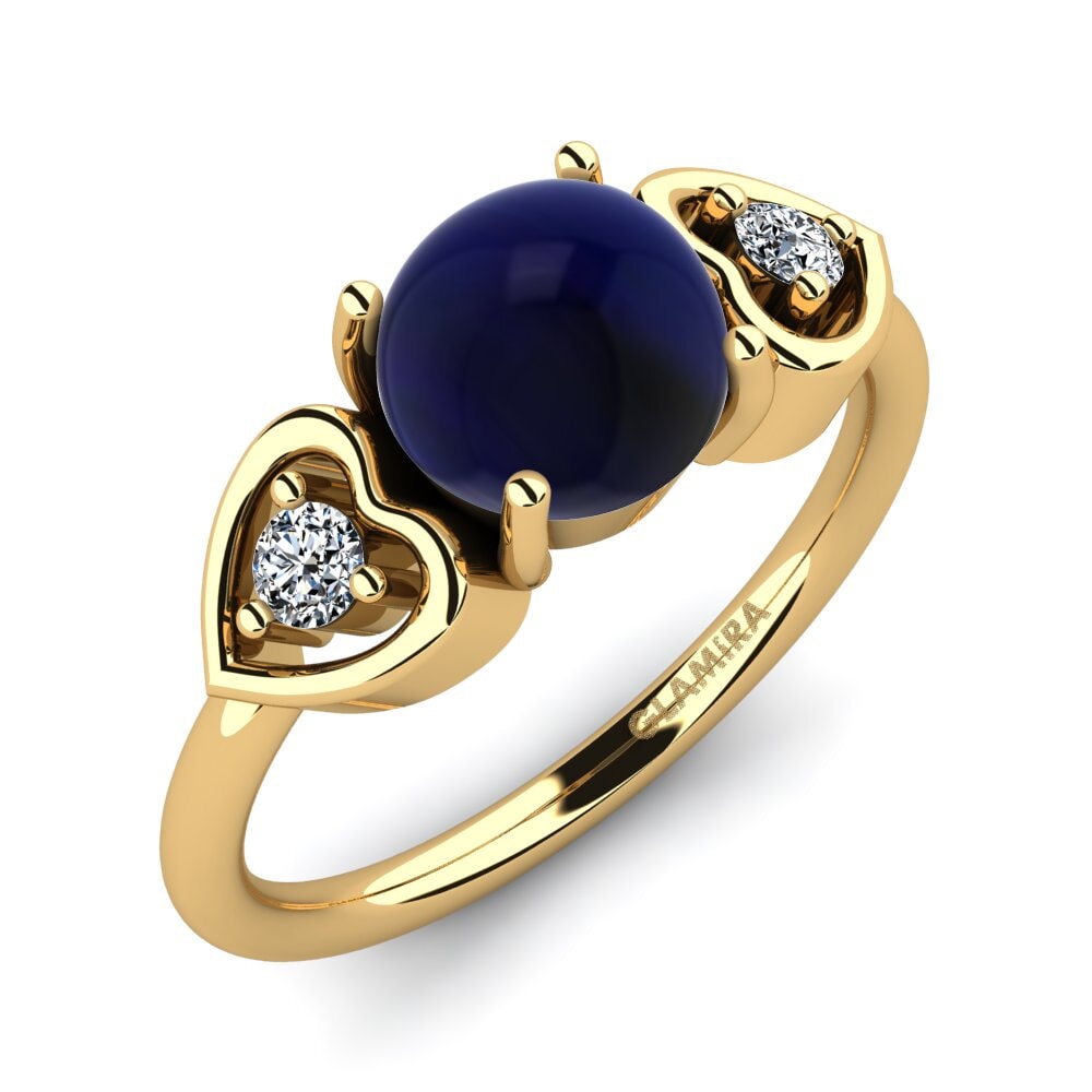18k Oro Amarillo Zafiro Cabujón Anillo Fortney