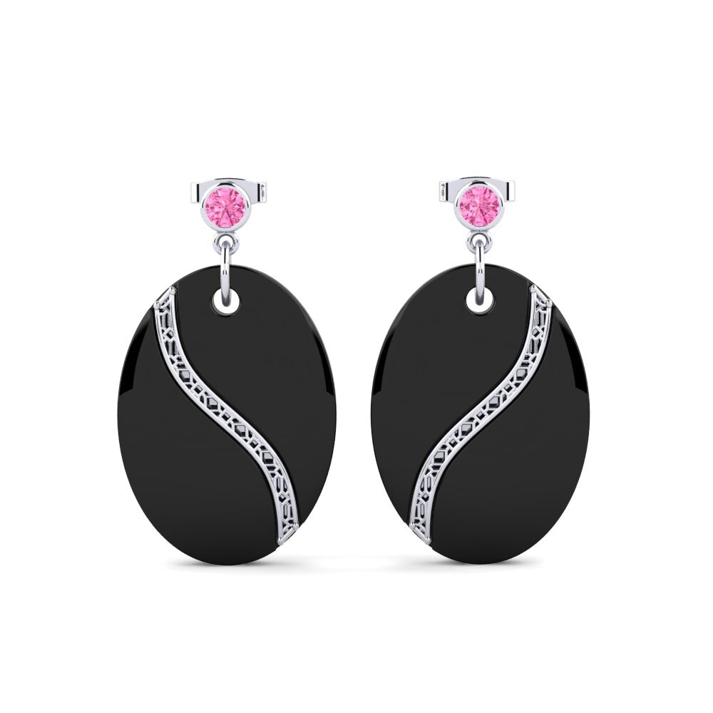 18ct White Gold Pink Sapphire Women's Earring Forward