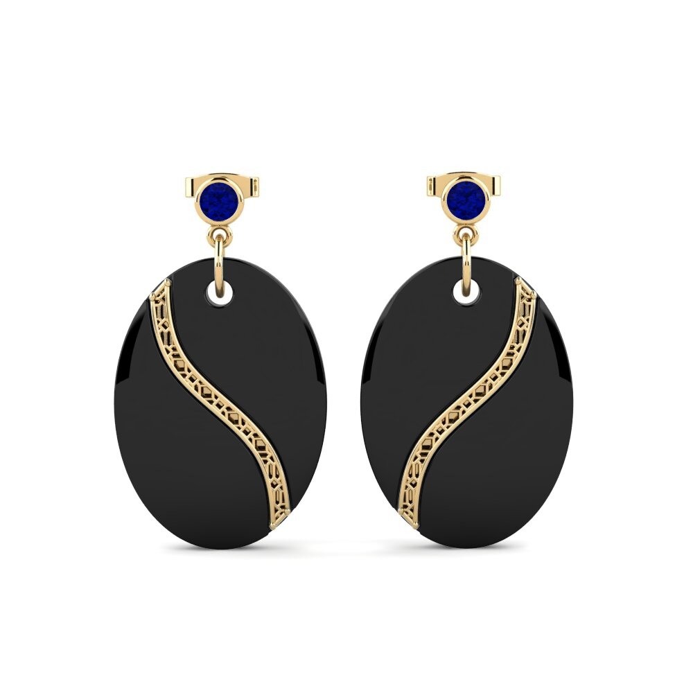 9ct Yellow Gold Sapphire Women's Earring Forward