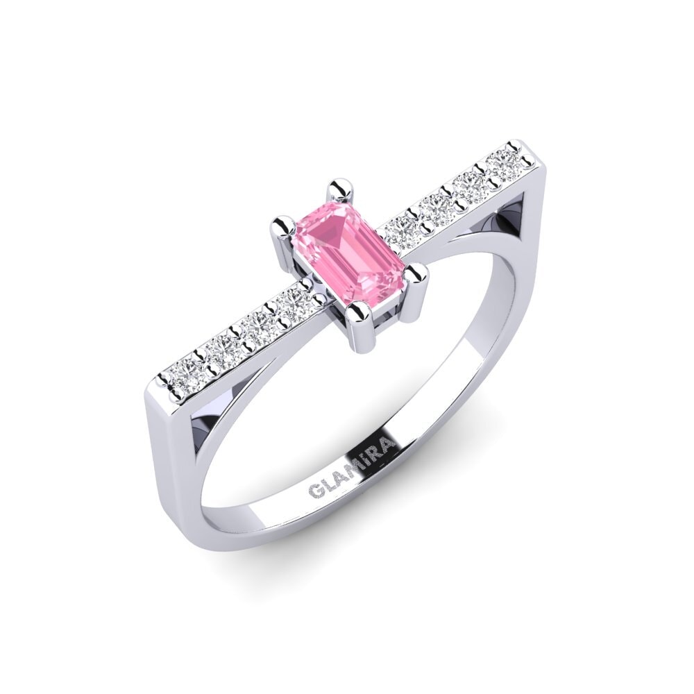 Emerald Cut Pink Sapphire Engagement Ring Fougeres