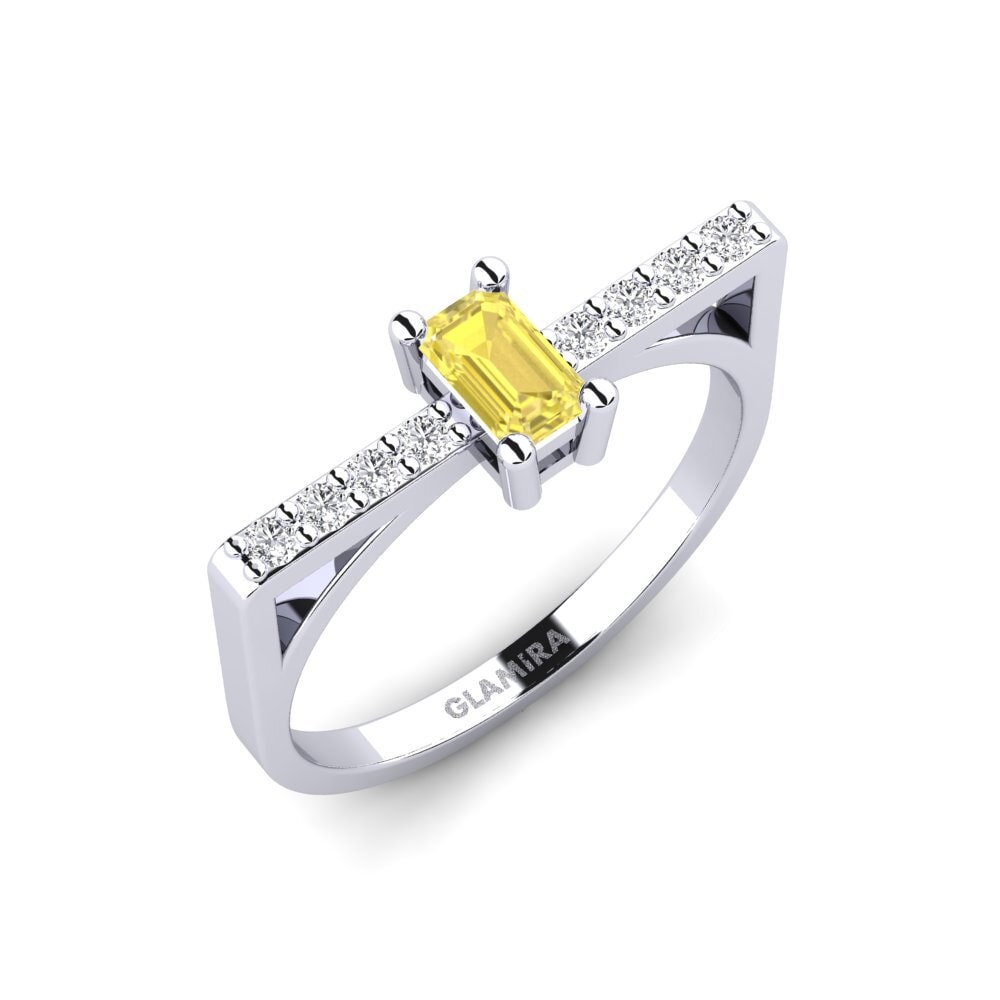 Emerald Cut Yellow Sapphire Engagement Ring Fougeres