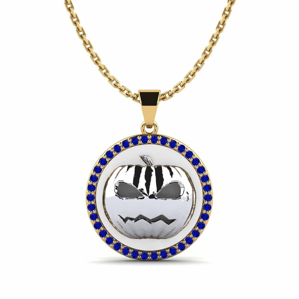 Dây chuyền Vàng-Trắng 9K Đá Sapphire Fashion