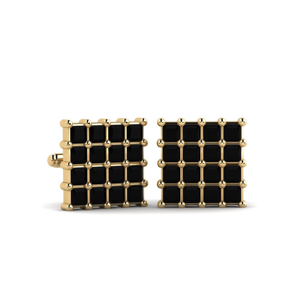 585 Gult Guld Sort Diamant Manchetknap Fox