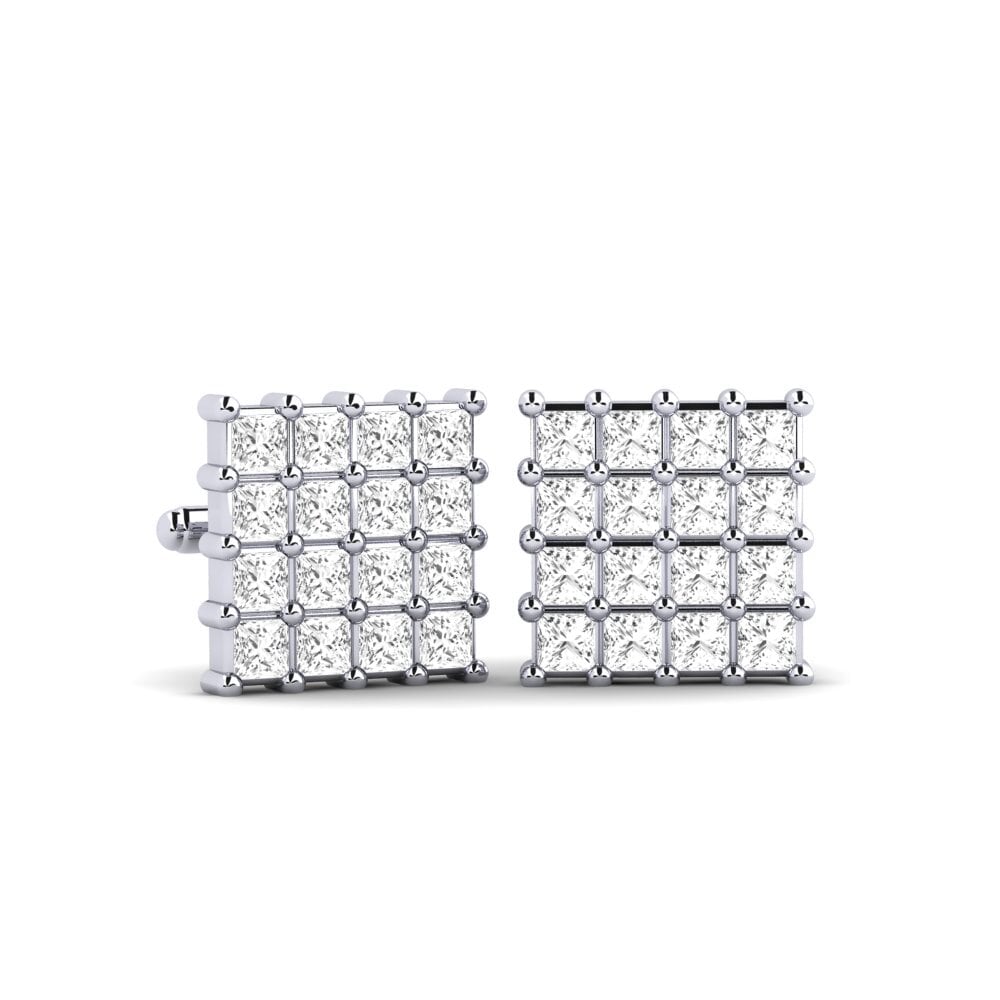 925 Prata de lei diamante-safira Abotoadura Fox