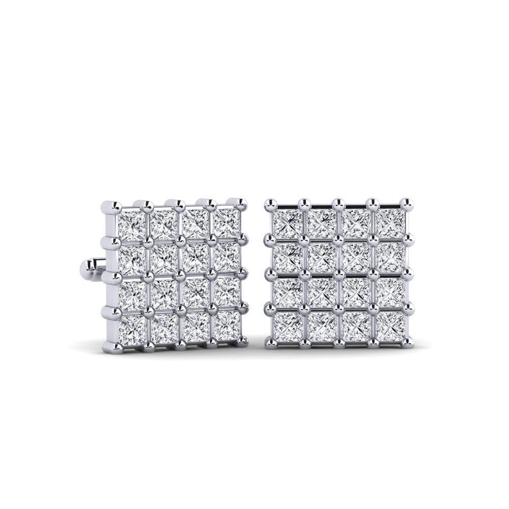925 Prata de lei Diamante Produzido em Laboratório Abotoadura Fox