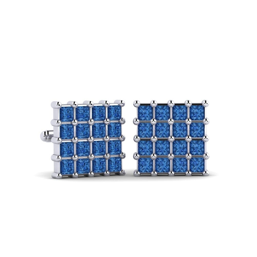 950 Platinum Dark Blue Zirconia Cufflink Fox