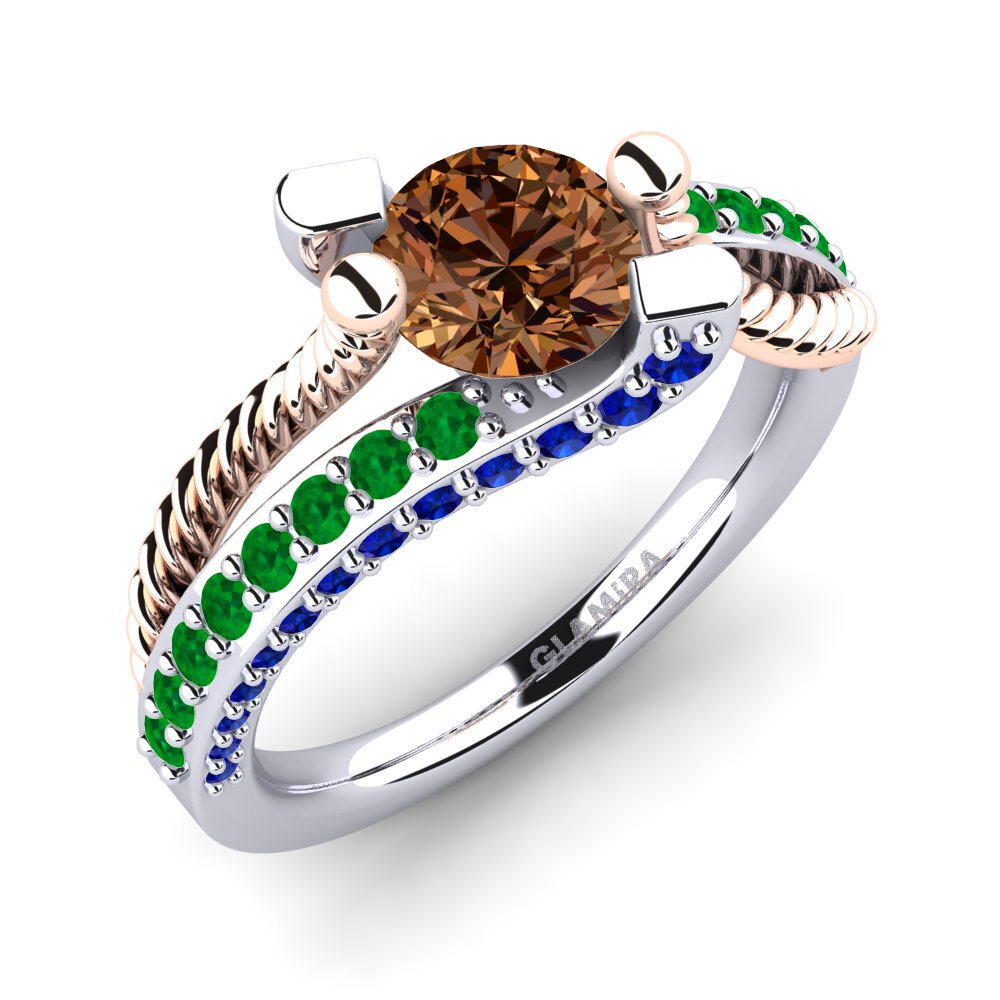 18K White & Rose Gold Brown Diamond Engagement Ring Fraga