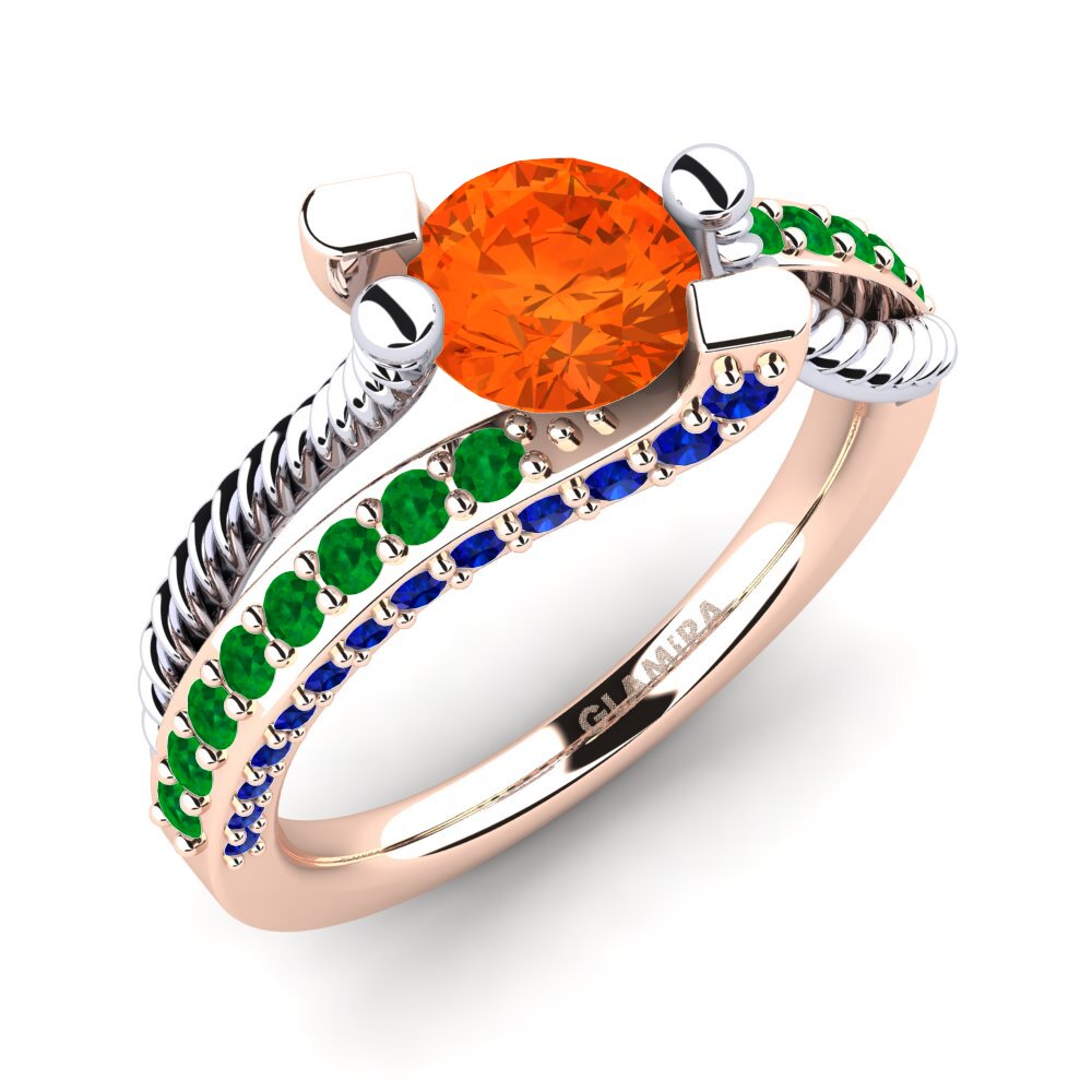 18K Rose & White Gold Fire-Opal Engagement Ring Fraga