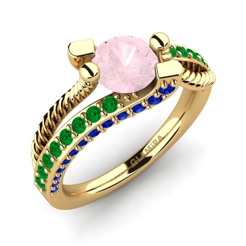 18K Yellow Gold Rose Quartz Engagement Ring Fraga