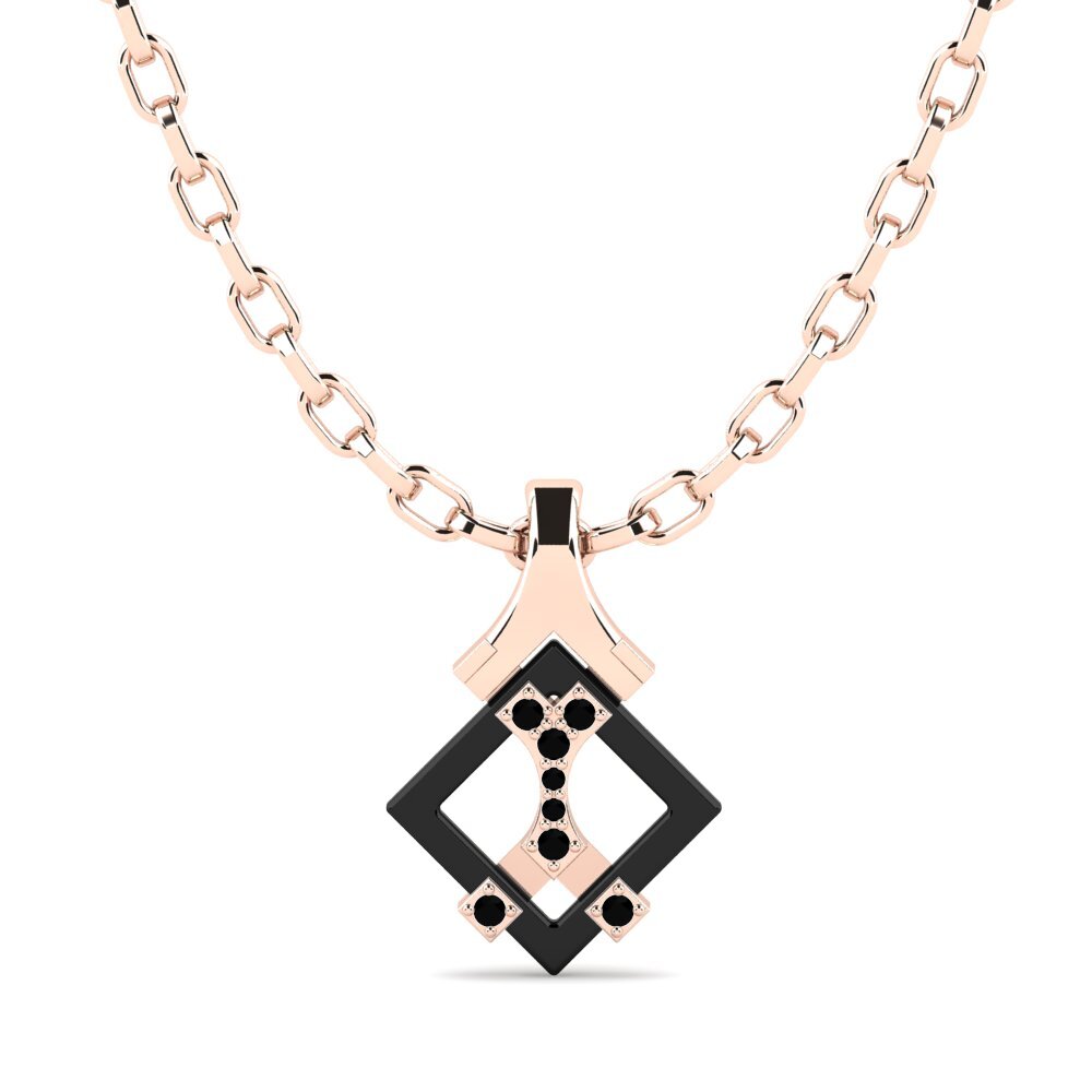 14ct Rose Gold Black Sapphire Men's Pendant Frampton